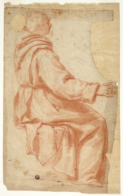 Sittande munk i profil till höger av Unknown Florentine