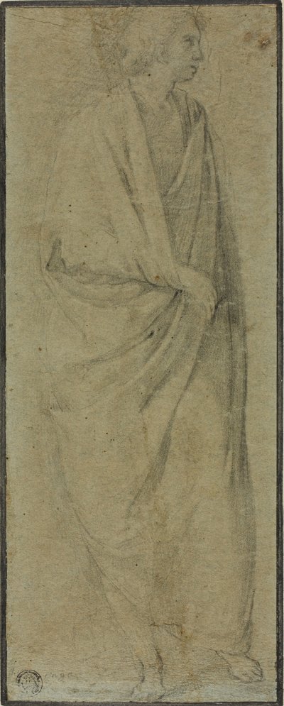 Stående draperad mansfigur av Unknown Florentine