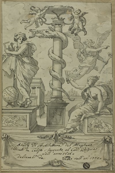 Frontispice till boken om arkitektoniska studier av Unknown Italian