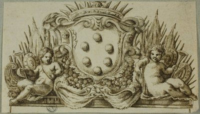 Medici-vapensköld flankerad av putti av Unknown Italian
