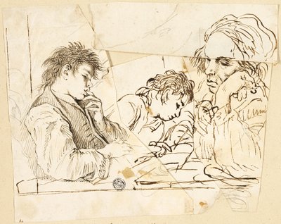 Sketcher av skolpojkar av Unknown Italian