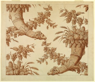 Teckning, karikatyr för sidendamast:, 1800-1815 av Unknown artistUnknown artist