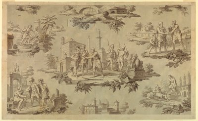 Teckning, Karikatyr för bomullstryck: Belisaires liv [La Vie de Bélisaire], ca 1820 av Unknown artistUnknown artist