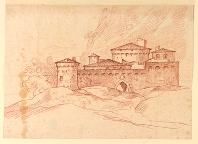 Teckning, Slott i bergen, 1810-1830 av Unknown artistUnknown artist