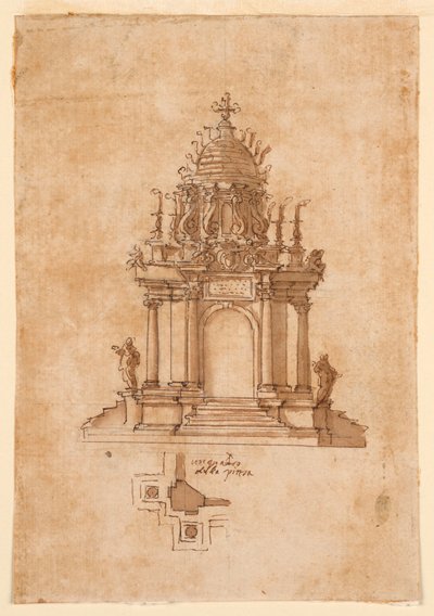 Teckning, katafalk, ca 1631 av Unknown artistUnknown artist