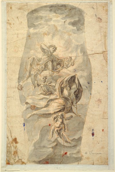 Teckning, takutformning med Apollo, ca 1780 av Unknown artistUnknown artist