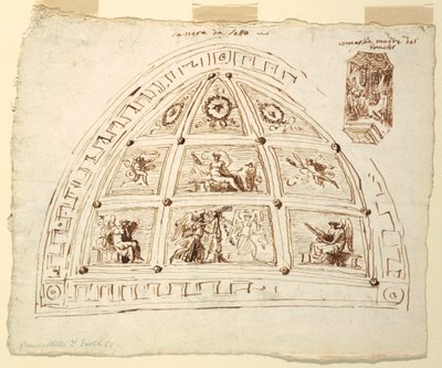 Ritning, takvalvsdekoration, sovrum, Cornelia-rummet i Palazzo Cavina, Faenza, 1816 av Unknown artistUnknown artist