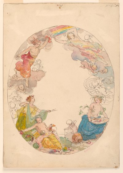 Teckning, takmålning, "Elementen", ca 1870 av Unknown artistUnknown artist