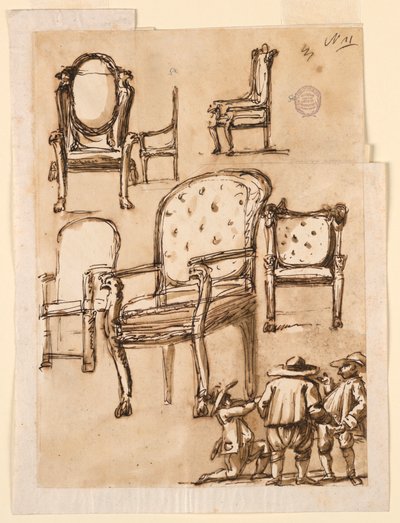 Teckning, Stolar, 1780-1790 av Unknown artistUnknown artist