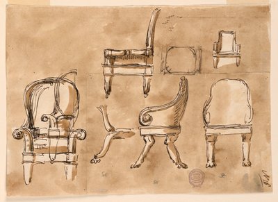 Teckning, Stolar, ca 1800 av Unknown artistUnknown artist