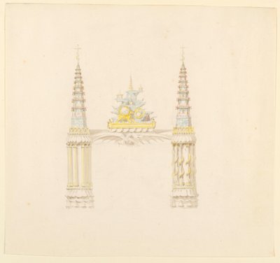 Ritning, skorstensstock, musikrummets västra vägg, ca 1820 av Unknown artistUnknown artist
