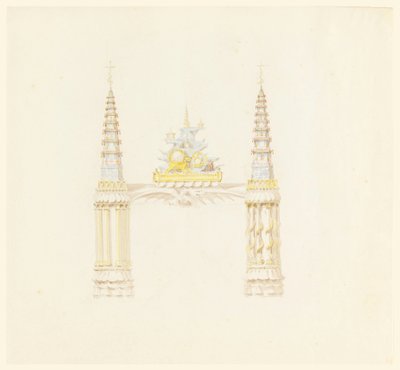 Ritning, skorstensstock, musikrummets västra vägg, ca 1820 av Unknown artistUnknown artist