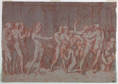 Teckning, Kristus och den äktenskapsbrytande kvinnan, ca 1800 av Unknown artistUnknown artist