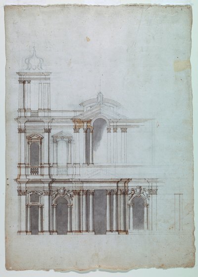 Teckning, kyrkofasad, 1700-tal av Unknown artistUnknown artist