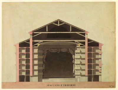 Ritning, tävlingsförslag för La Fenice, Venedig: Tvärsnitt, 1788 av Unknown artistUnknown artist