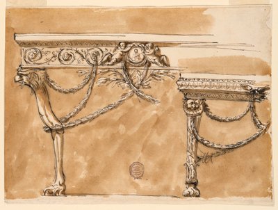 Ritning, Konsolbord, ca 1790 av Unknown artistUnknown artist