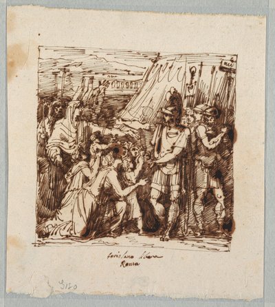 Teckning, Coriolanus går med på att häva belägringen av Rom, slutet av 1800-talet av Unknown artistUnknown artist