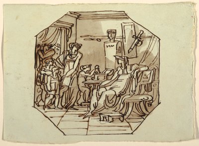 Teckning, Cornelia, Gracchis mor, Palazzo Cavina, Faenza, 1816 av Unknown artistUnknown artist
