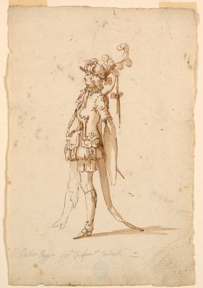 Teckning, Kostymdesign: En sida till en balett, ca 1720 av Unknown artistUnknown artist