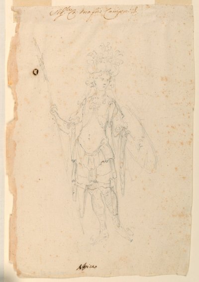 Teckning, kostymdesign: Afrika för en balett, ca 1720 av Unknown artistUnknown artist