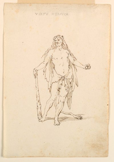 Teckning, Kostymdesign: Heroisk kraft för en balett, ca 1720 av Unknown artistUnknown artist