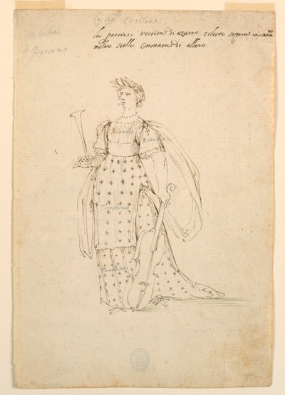 Teckning, kostymdesign: Poesi för en balett, ca 1720 av Unknown artistUnknown artist