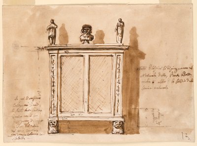 Teckning, skåp, 1790-1810 av Unknown artistUnknown artist