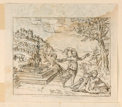Teckning, Thisbes död, 1600-1625 av Unknown artistUnknown artist