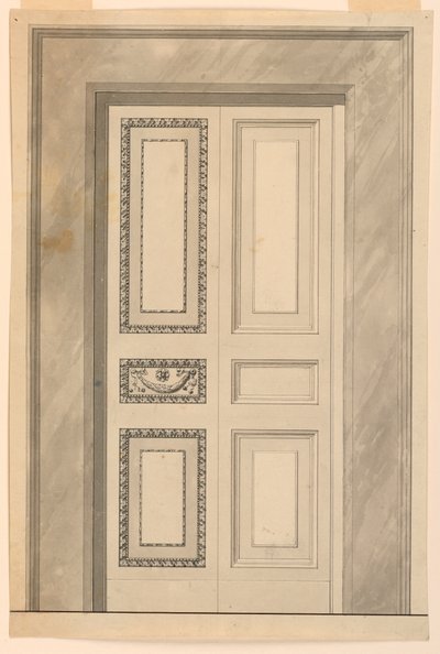 Teckning, Dekoration av en vikdörr, ca 1780 av Unknown artistUnknown artist
