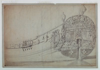 Ritning, dekorativ design för aktern på ett fartyg, ca 1705 av Unknown artistUnknown artist