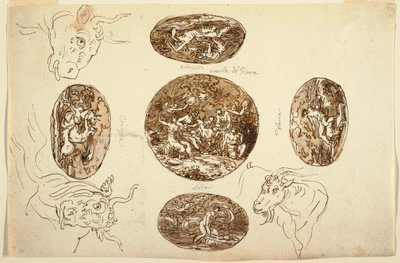Teckning, Jupiters gärningar, till en takmålning, 1812 av Unknown artistUnknown artist