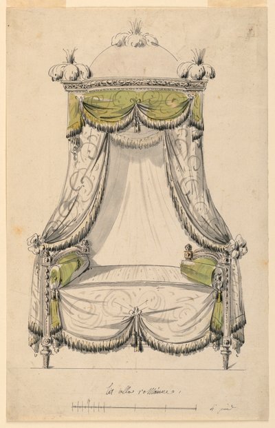 Ritning, Förslag till en säng i romersk stil, 1780 av Unknown artistUnknown artist