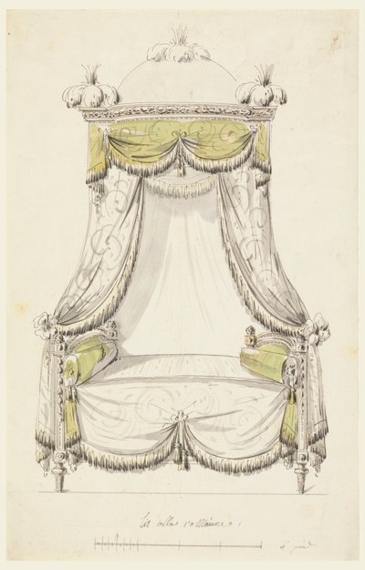 Ritning, Förslag till en säng i romersk stil, 1780 av Unknown artistUnknown artist