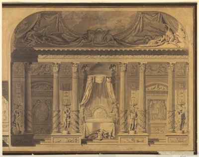 Ritning, Design för ett sovrum, Hotel de Mailly-Nesle, Paris, 1770-80 av Unknown artistUnknown artist