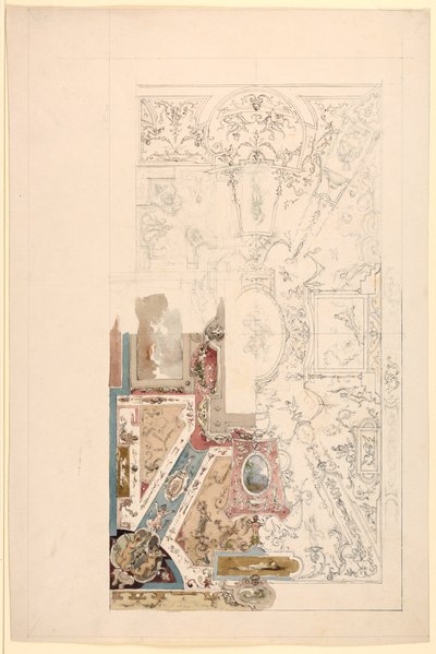 Teckning, Förslag till tak, 1750-1800 av Unknown artistUnknown artist