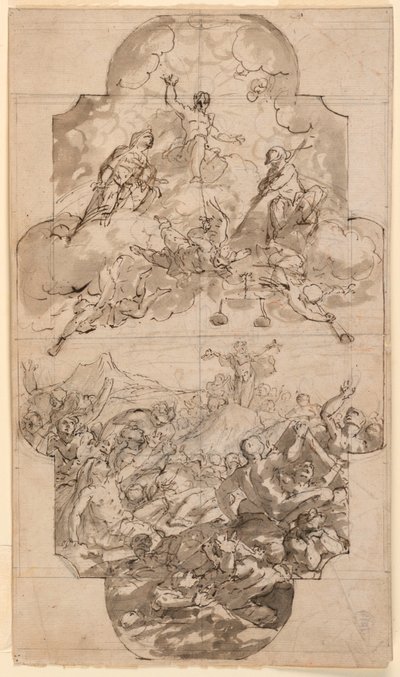 Ritning, Förslag till tak i kyrka, 1700-1750 av Unknown artistUnknown artist