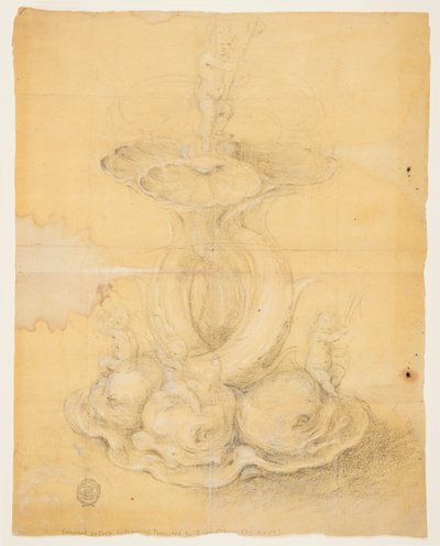 Ritning, Förslag till mittstycke, 1630-60 av Unknown artistUnknown artist