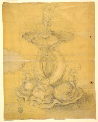 Ritning, Förslag till mittstycke, 1630-60 av Unknown artistUnknown artist