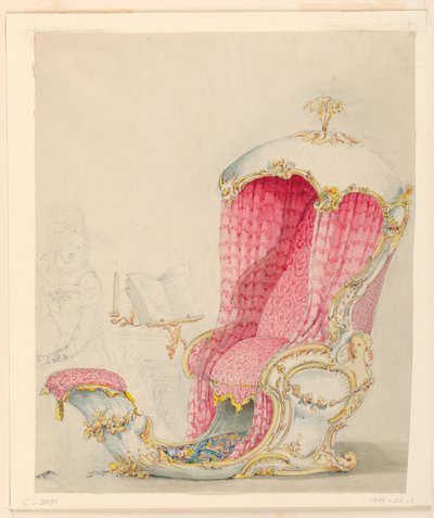 Ritning, Förslag till schäslong, ca 1810 av Unknown artistUnknown artist