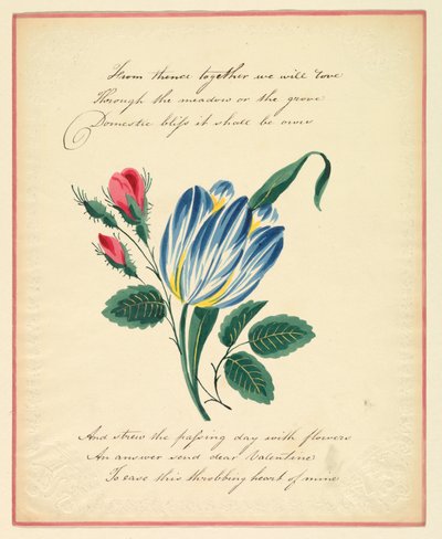 Gratulationskort, "Därifrån ska vi tillsammans älska ...", ca 1819 av Unknown artistUnknown artist