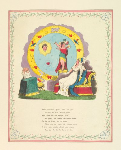 Gratulationskort, "När den sköna Myra...lyfter sina ögon...", ca 1822 av Unknown artistUnknown artist