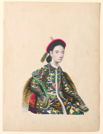 Miniatyr, porträtt av sittande dam, ca 1820-60 av Unknown artistUnknown artist