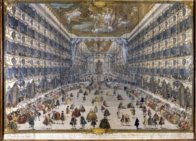 (Teater Regio Ducal i Milano) Teatro regio Ducale i Milano (blir Teatro alla Scala efter branden): fest för födelsen av Peter Leopold, ärkehertig av Österrike, sedan Leopold II, kejsare (1747-1792) av Österrike. 28/5/1747. av Unknown artist