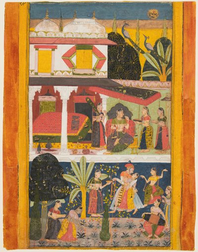 A Heroine and Her Paramour: Malavi Ragini, från en Ragamala av Unknown artist