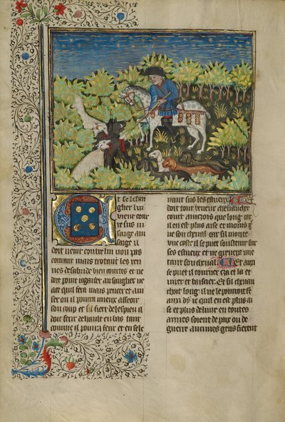 En jägare och hundar som dödar ett vildsvin av Unknown artist