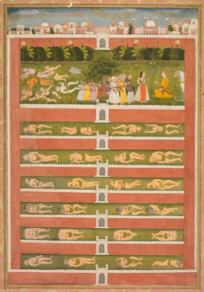 A Princess and Demons before a Nobleman: A Leaf from a Poetical Romance Relating to Shah Alam I (recto) av Unknown artist
