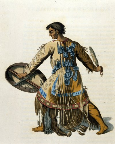 En sibirisk shaman. 1800-talsgravyr. av Unknown artist