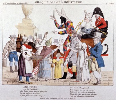 En schweizisk harlekin med mustascher. av Unknown artist