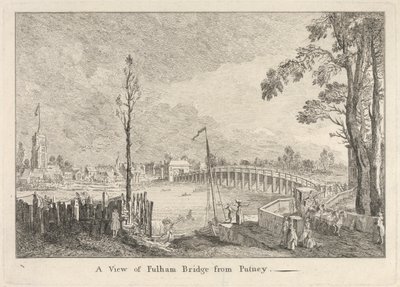 Utsikt över Fulham Bridge från Putney av Unknown artist