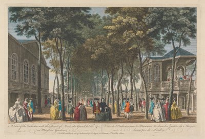 En utsikt över orkestern med musikbandet, Grand Walk, etc. i Marybone Gardens av Unknown artist